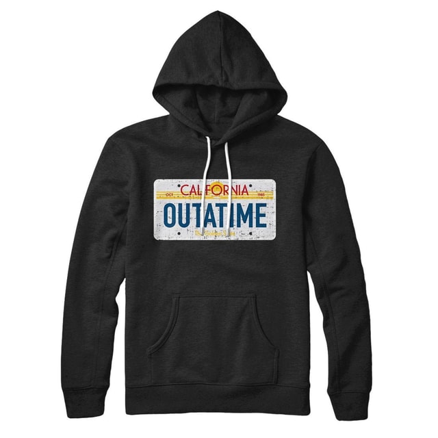 Outatime License Plate Pullover Hoodie - Unisex Cotton Polyester Loose Fit