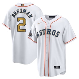 Alex Bregman 2 Baseball team 2023 Gold Collection Men's Jersey, White/Gold