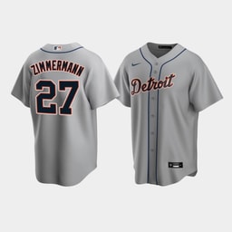 Men's Baseball team 27 Jordan Zimmermann Gray Road Jersey