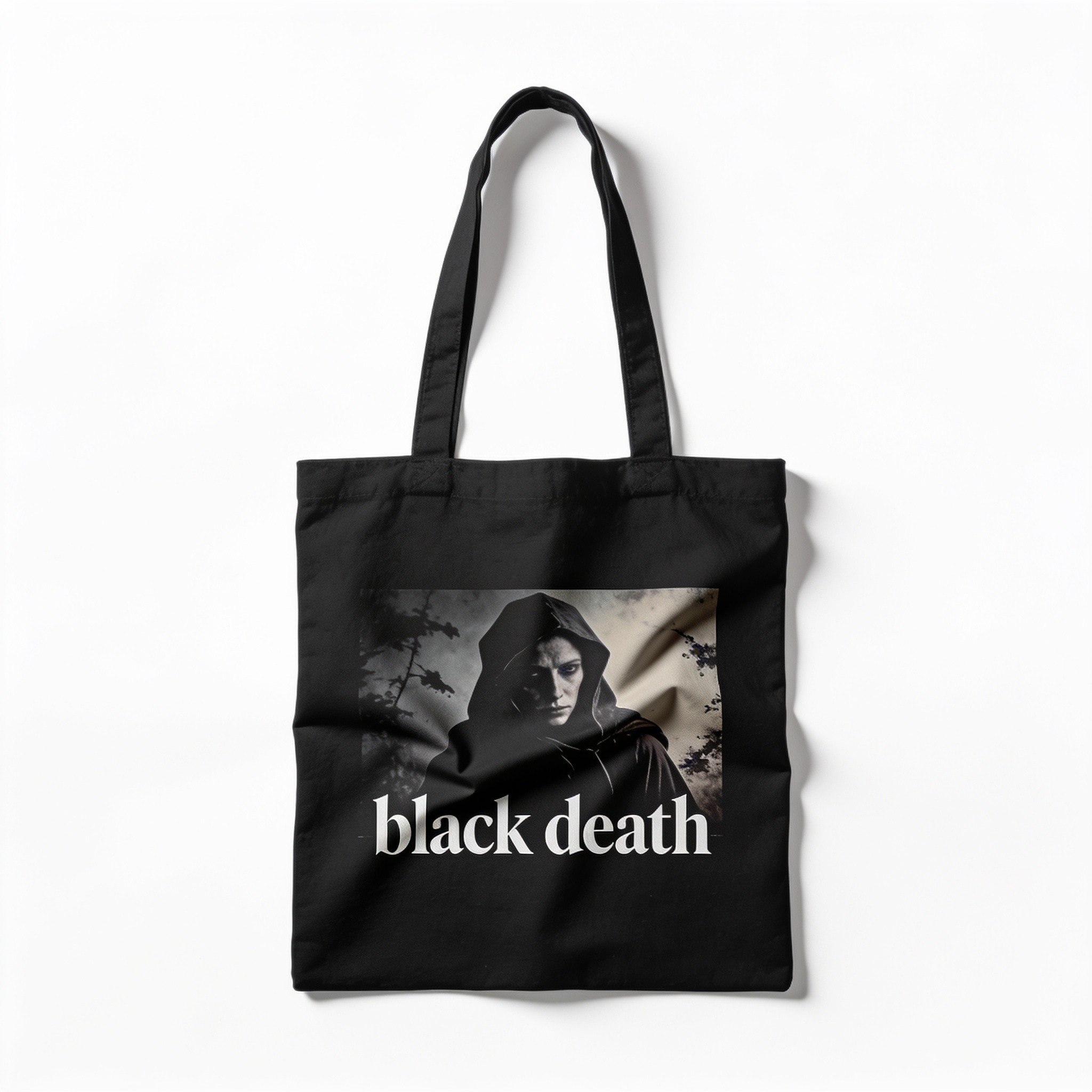 Black Death Tote Bag - Premium 100% Cotton Canvas with Reinforced Straps