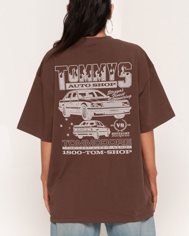Tommy's Auto Shop Oversized Graphic Tee - Unisex 90s Boxy Fit 100% Combed Cotton