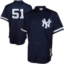Men's Baseball team Bernie Williams Apparel brand Navy Cooperstown Mesh Batting Practice Jersey