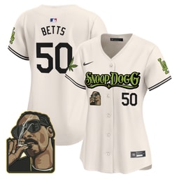 Mookie Betts 50 Baseball team Snoop Dogg Women's Jersey - Cream