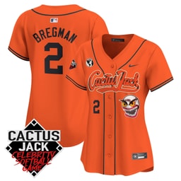 Alex Bregman 2 Baseball team Cactus Jack Celebrity Softball Game Patch Women's Jersey - Orange
