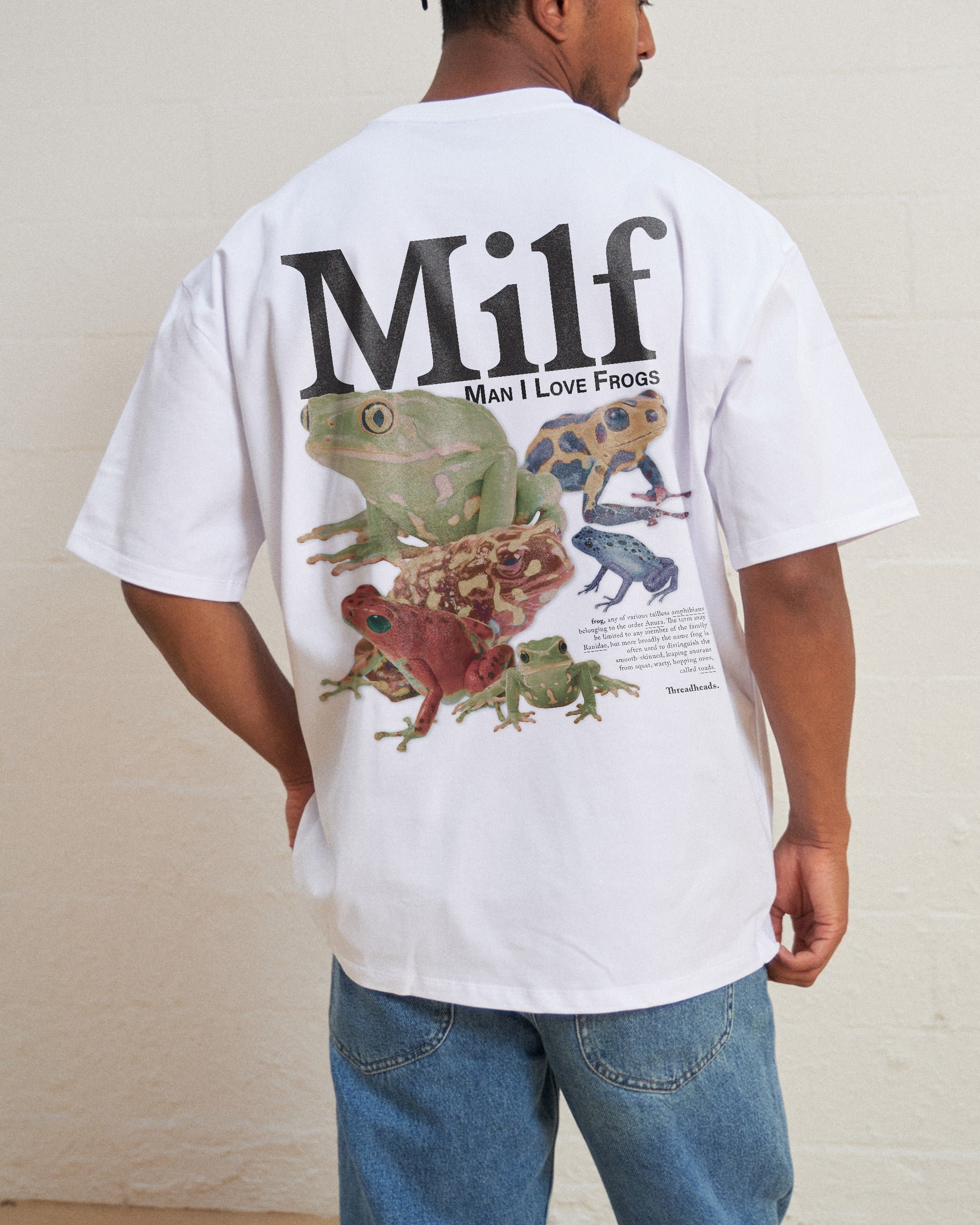 Man I Love Frogs Front and Back Oversized T-Shirt - Unisex 90s Boxy Fit Cotton Tee