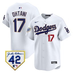 Baseball player 17 Baseball team 2024 Jackie Robinson Patch Men's Jersey - White