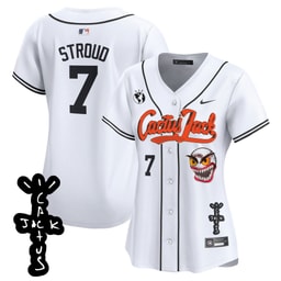 CJ Stroud 7 Baseball team Cactus Jack Patch V2 Women's Jersey - White