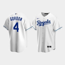 Men's Baseball team 4 Alex Gordon White Home Jersey