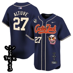 Jos? Altuve 27 Baseball team Cactus Jack Patch V2 Men Jersey - Navy