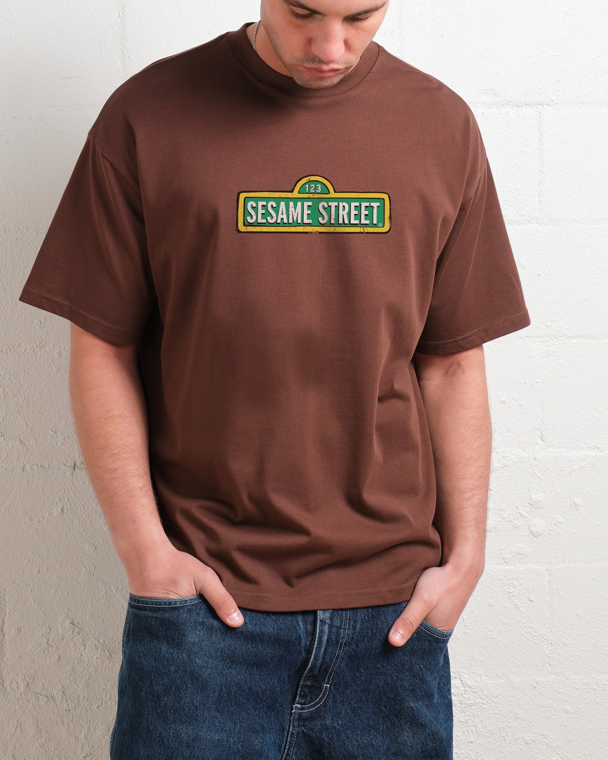 Sesame Street The Gang's All Here Oversized Graphic T-Shirt - Unisex 90s Boxy Fit