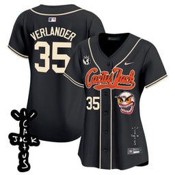 Justin Verlander 35 Baseball team Cactus Jack Patch V2 Women's Jersey - Black