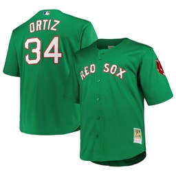 Men's Baseball team David Ortiz Apparel brand Kelly Green Big & Tall Cooperstown Collection Mesh Batting Practice Jersey