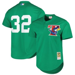 Men's Baseball team Apparel brand Green Cooperstown Collection Mesh Batting Practice Jersey