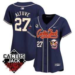 Jos? Altuve 27 Baseball team Cactus Jack Celebrity Softball Game Patch Women Jersey - Navy