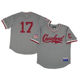 Men's Pittsburgh Crawfords #17 Rings & Crwns Gray Mesh V-Neck Jersey