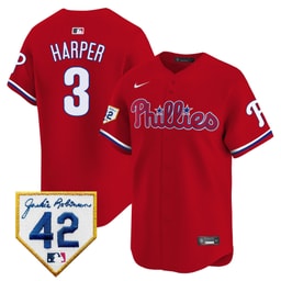 Bryce Harper 3 Baseball team 2024 Jackie Robinson Patch Men's Jersey - Red