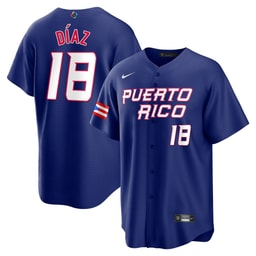 Edwin D?az 18 Puerto Rico 2023 World Baseball Classic Baseball Men Jersey - Royal