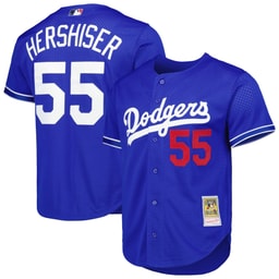 Men's Baseball team Orel Hershiser Apparel brand Royal Cooperstown Collection Mesh Batting Practice Button-Up Jersey