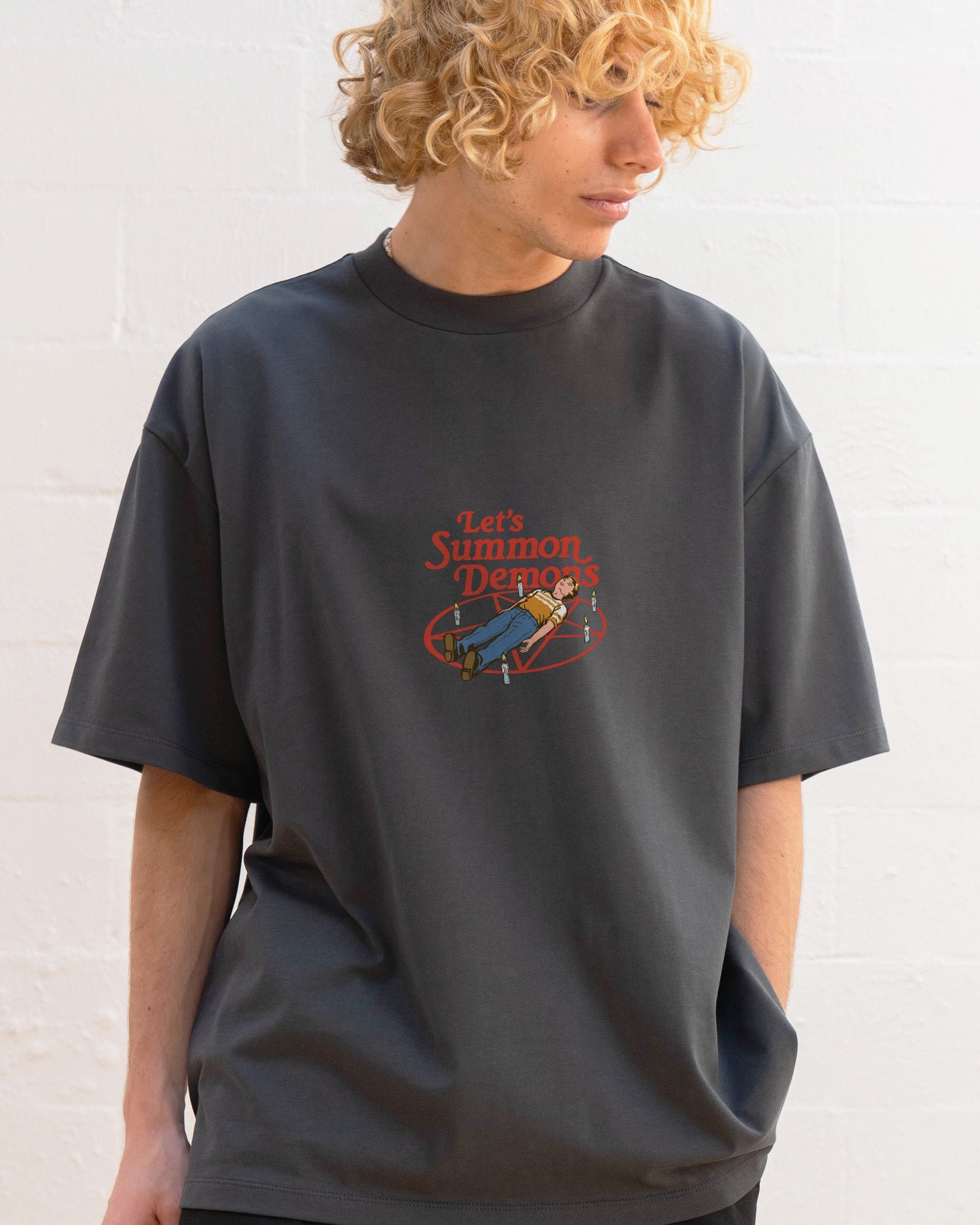 Let's Summon Demons Front and Back Oversized Graphic Tee - Steven Rhodes Unisex Cotton T-Shirt