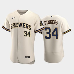Baseball team 34 Rollie Fingers Home Team Cream Jersey