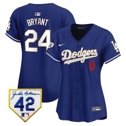 Kobe Bryant 24 Baseball team 2024 Jackie Robinson Patch Women's Jersey - Royal