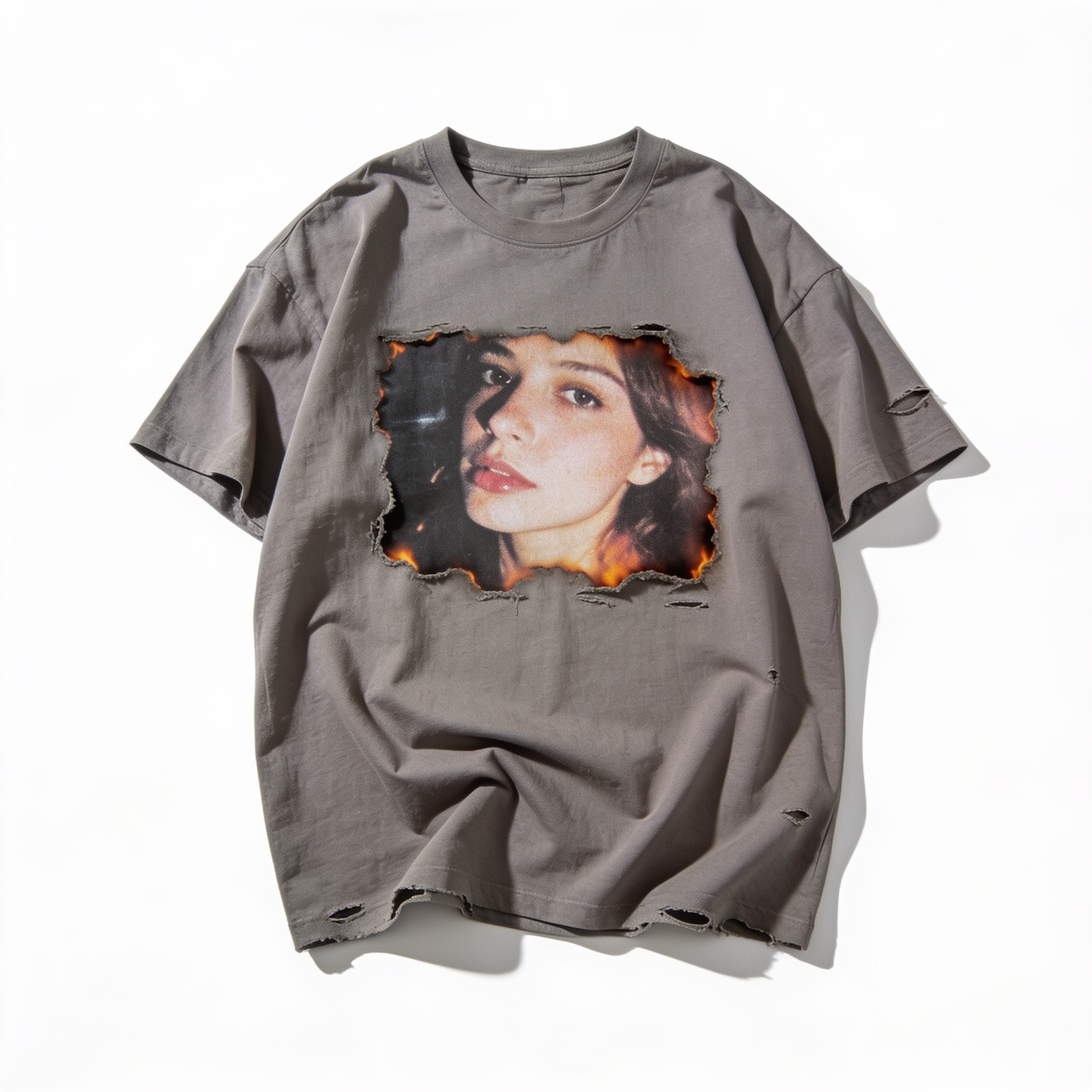 Burnt Out Oversized Tee Unisex 90s Graphic T-Shirt 100% Combed Cotton Heavyweight