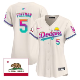 Freddie Freeman 5 Baseball team 2024 Los Angeles City Style California Republic Patch Women's Jersey - Cream
