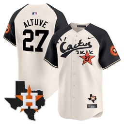 Jose Altuve 27 Baseball team Cactus Jack Houston Patch Limited Men's Jersey - Cream Alternate