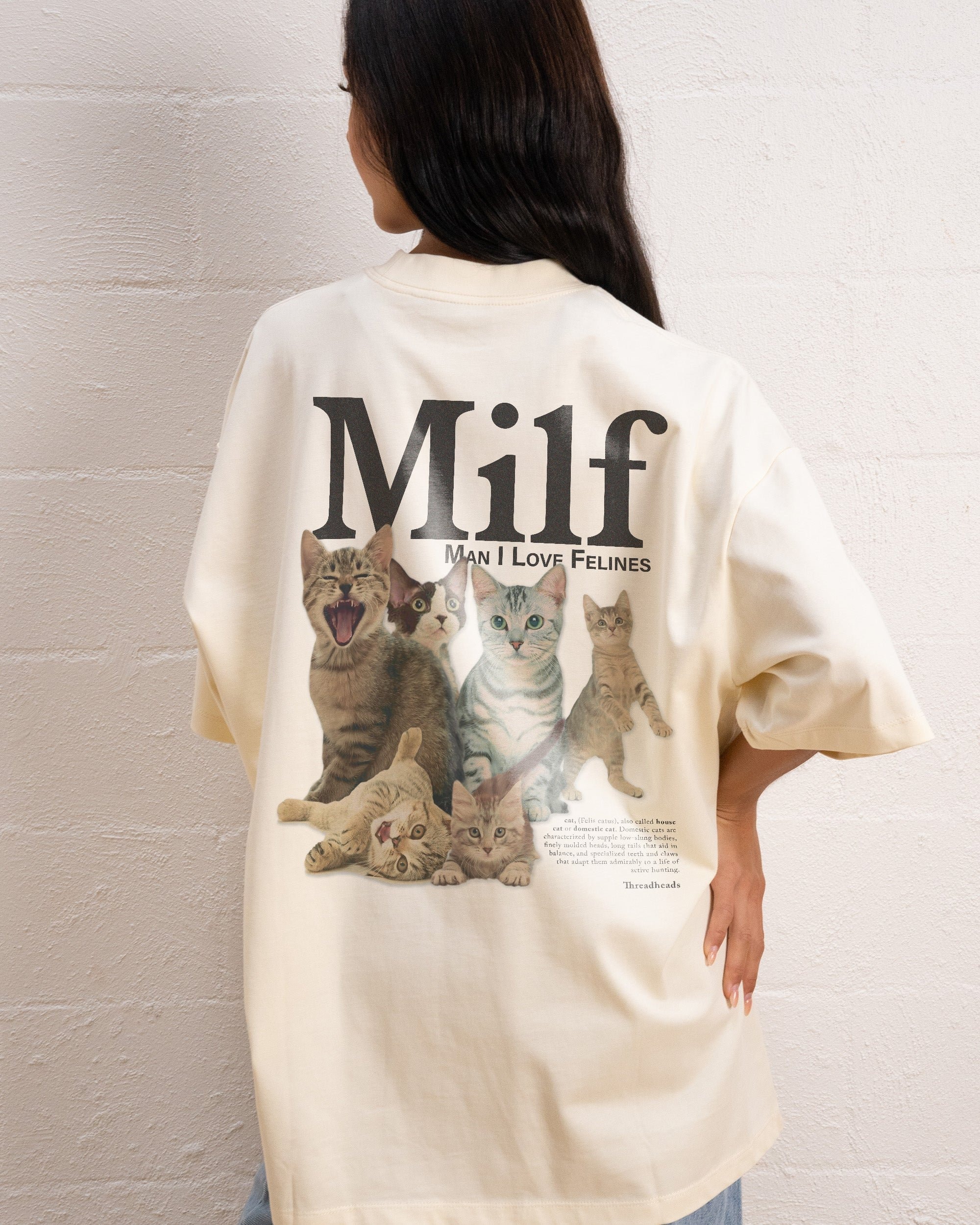 Man I Love Felines Front and Back Oversized Graphic T-Shirt - Unisex 90s Boxy Fit