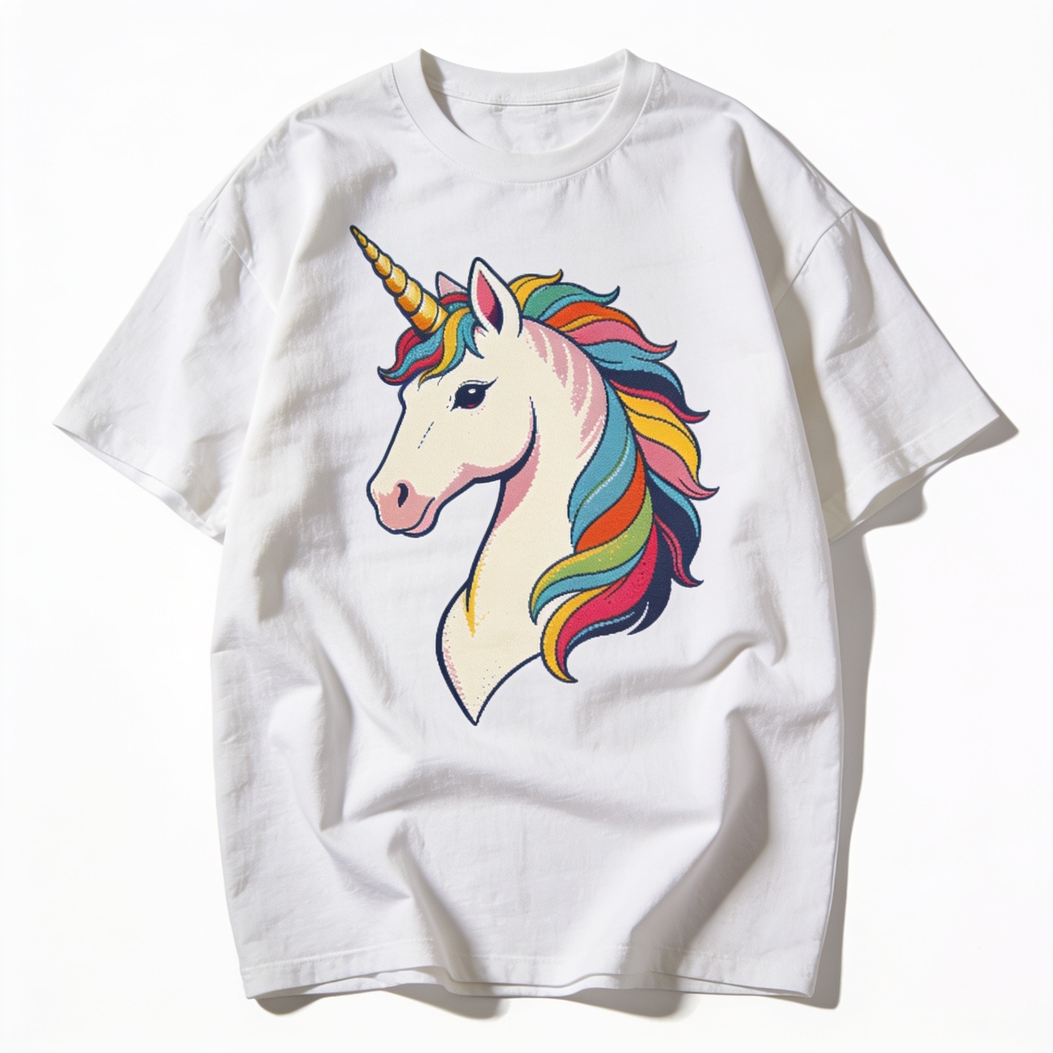 Missing Unicorn Oversized Graphic Tee - Unisex 90s Boxy Fit 100% Combed Cotton