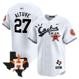 Jose Altuve 27 Baseball team Cactus Jack Houston Patch Limited Men's Jersey - White