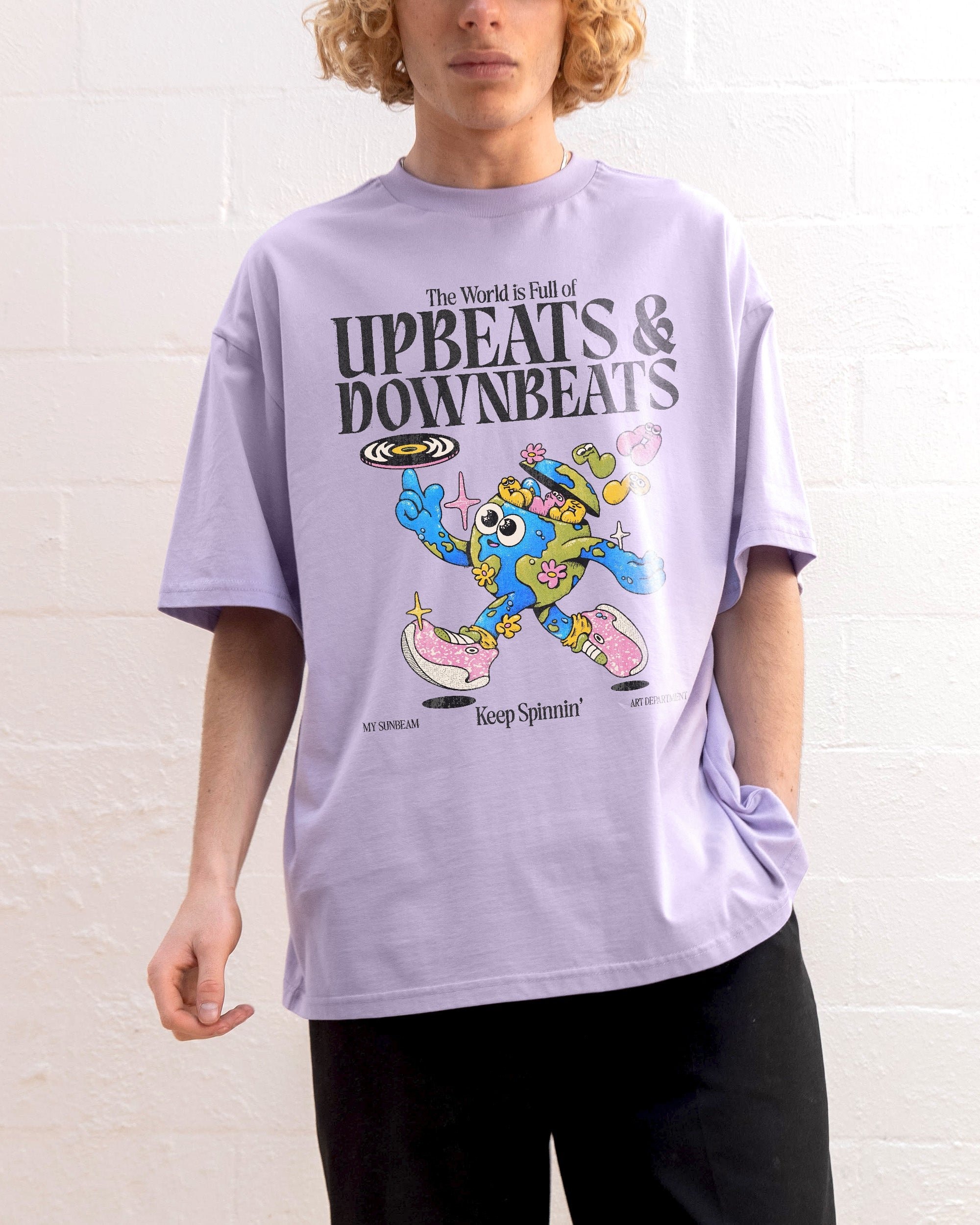 Upbeats & Downbeats Oversized Graphic Tee - Unisex 90s Boxy Fit 100% Combed Cotton