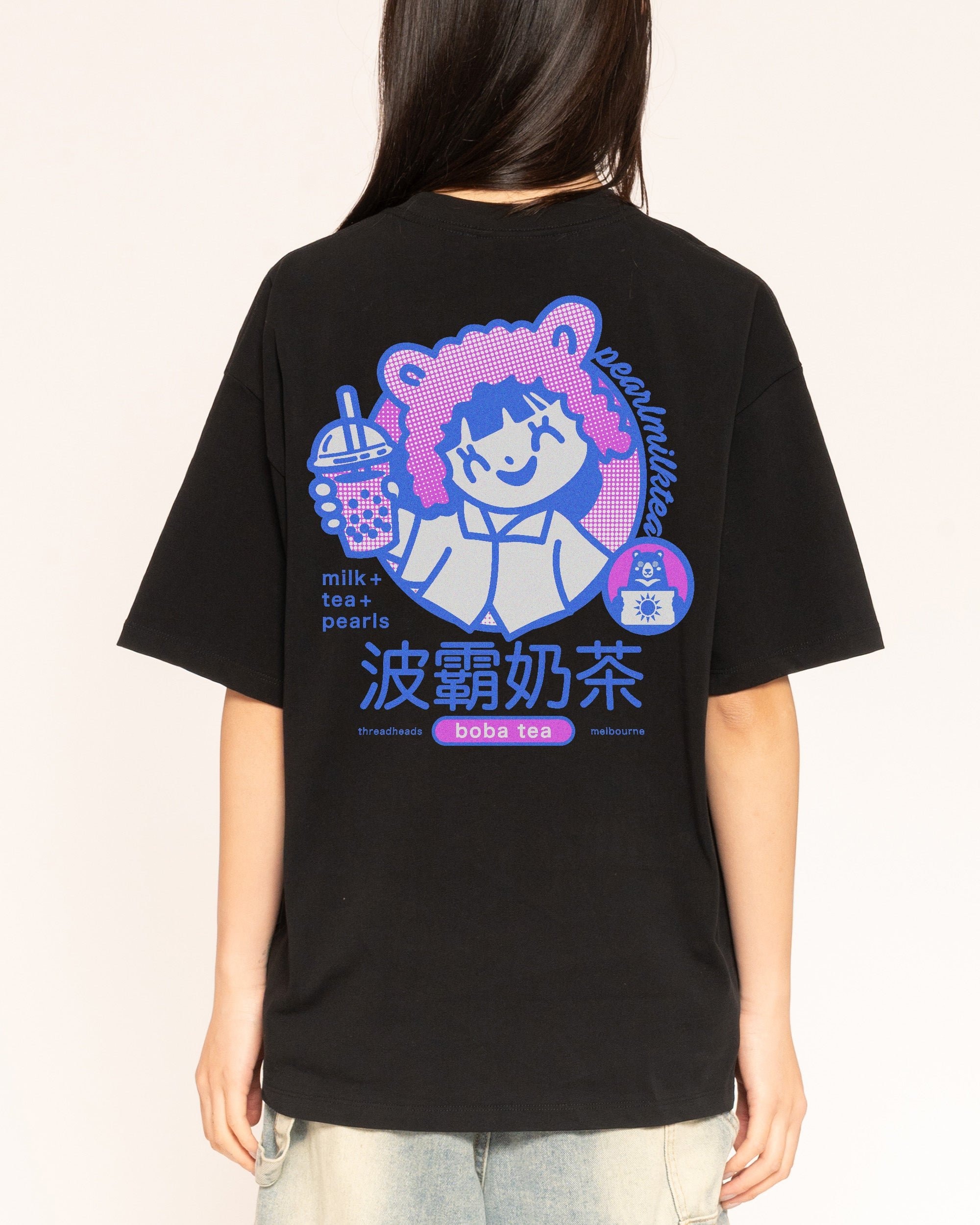Boba Tea Oversized Graphic Tee - Threadheads 90s Boxy Fit Unisex 100% Combed Cotton