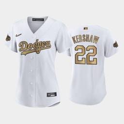 Women's Baseball team White 22 Clayton Kershaw Jersey