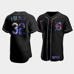 Men's Baseball team Michael Fulmer 32 Black Golden Edition Holographic Jersey