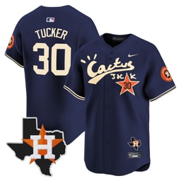 Kyle Tucker 30 Baseball team Cactus Jack Houston Patch Navy Limited Men's Jersey