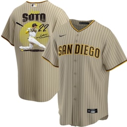 Juan Soto 22 Baseball team Signed Hit 2023 Alternate Player Men's Jersey - Tan