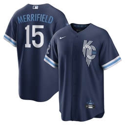 Men's Baseball team Whit Merrifield Navy City Connect Player Jersey