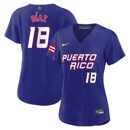 Edwin D?az 18 Puerto Rico 2023 World Baseball Classic Baseball Women Jersey - Royal