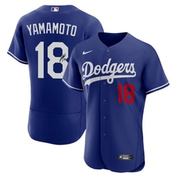 Yoshinobu Yamamoto 18 Signed Baseball team Alternate ELITE Men's Jersey - Royal