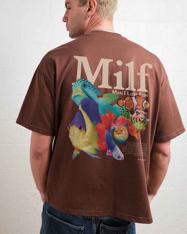 Man I Love Fish Front and Back Oversized Graphic T-Shirt - Unisex 90s Boxy Fit