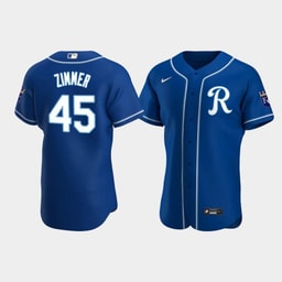 Kyle Zimmer 45 Baseball team Team Logo Royal Alternate Jersey