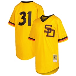 Youth Baseball team Dave Winfield Apparel brand Gold Cooperstown Collection Mesh Batting Practice Jersey