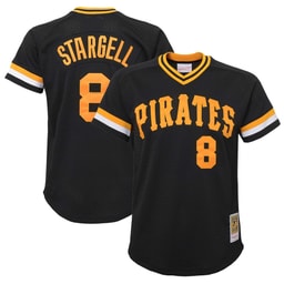 Youth Baseball team Willie Stargell Apparel brand Black Cooperstown Collection Mesh Batting Practice Jersey
