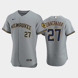 Baseball team 27 Jordan Zimmermann Road Team Gray Jersey