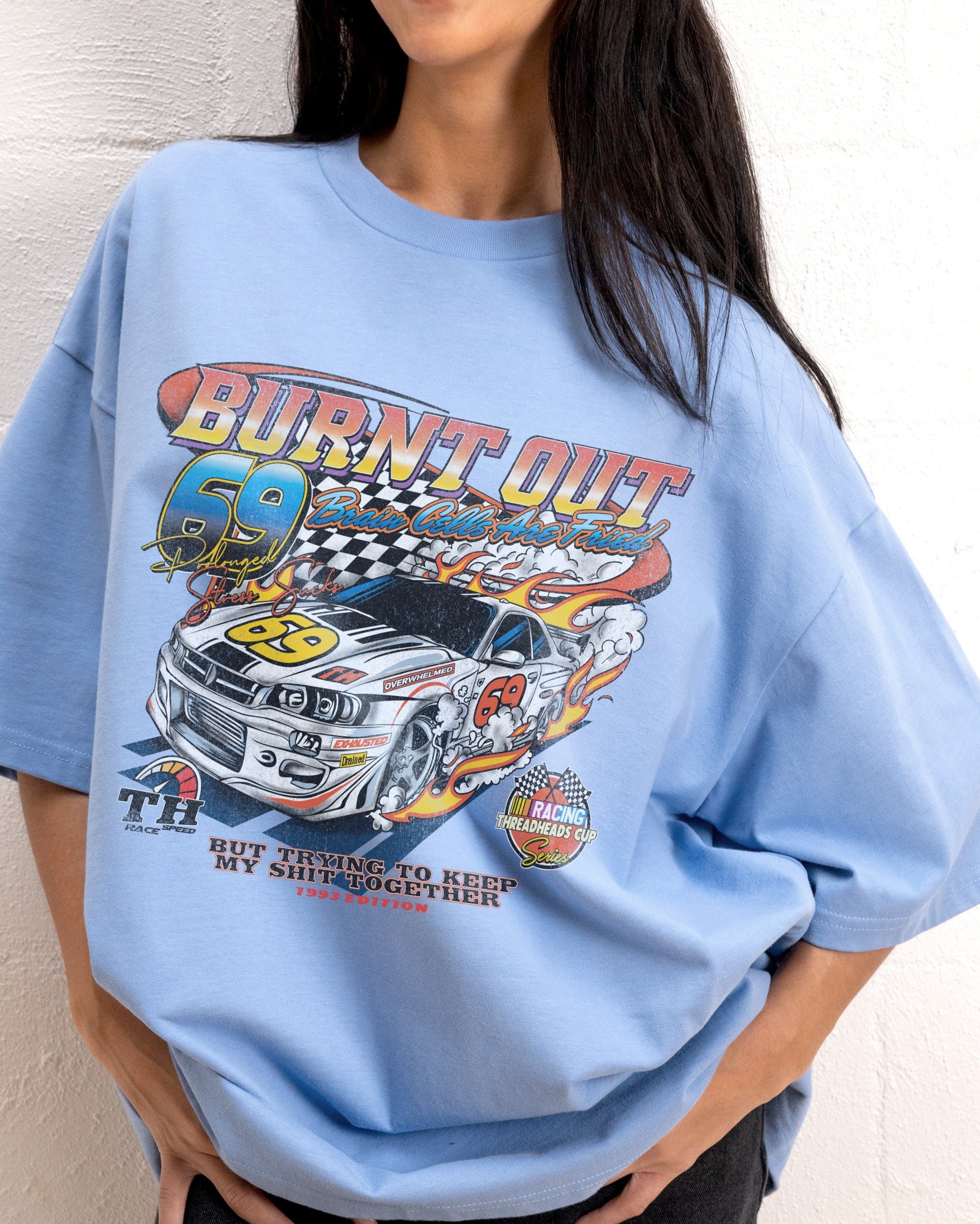 Burnt Out Oversized Tee Unisex 90s Graphic T-Shirt 100% Combed Cotton Heavyweight
