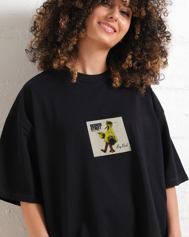 Big Bird Underground Oversized Graphic Tee - Sesame Street Premium 100% Combed Cotton Unisex T-Shirt