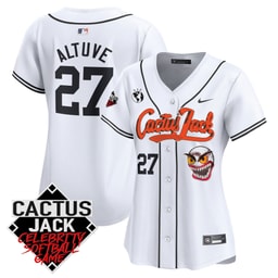 Jos? Altuve 27 Baseball team Cactus Jack Celebrity Softball Game Patch Women Jersey - White