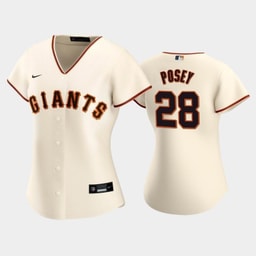 Giants 28 Buster Posey Home Cream Women's Jersey