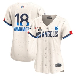 Yoshinobu Yamamoto 18 Baseball team Women's 2024 World Series Champions City Connect Limited Player Jersey - Cream